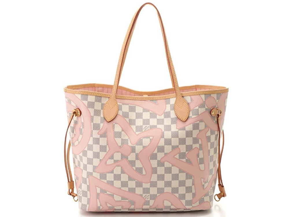 LOUIS VUITTON Bag Tote Neverfull Azur White Tahiti Rose Pink Ballerine